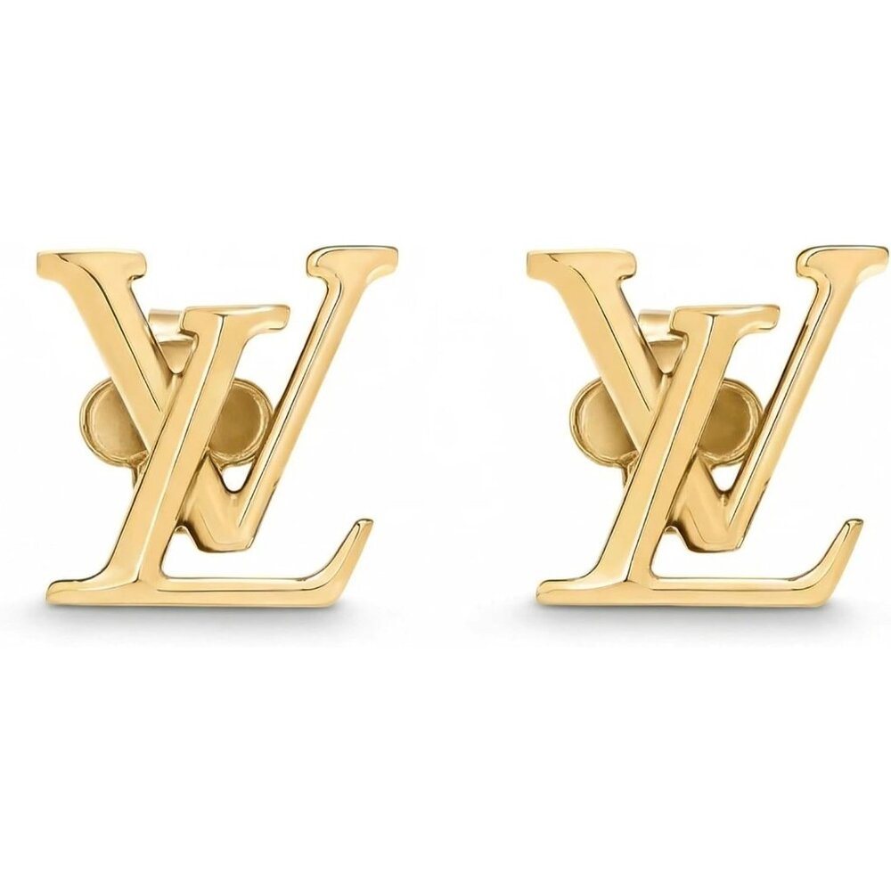 Gold-Tone Double Letter Logo Stud Earrings for Women - Fashion Statement Jewelry